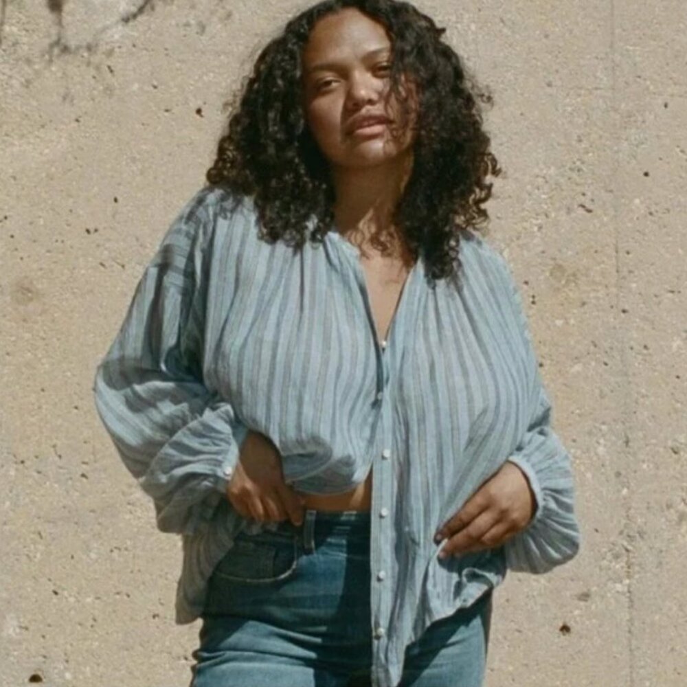 Doen Jane Blouse in Indigo Stripe